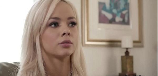  Hot teen babysitter Elsa Jean caught her horny employers fucking on a couch.They invited her to join them and enjoyed a hot 3some fuck session.